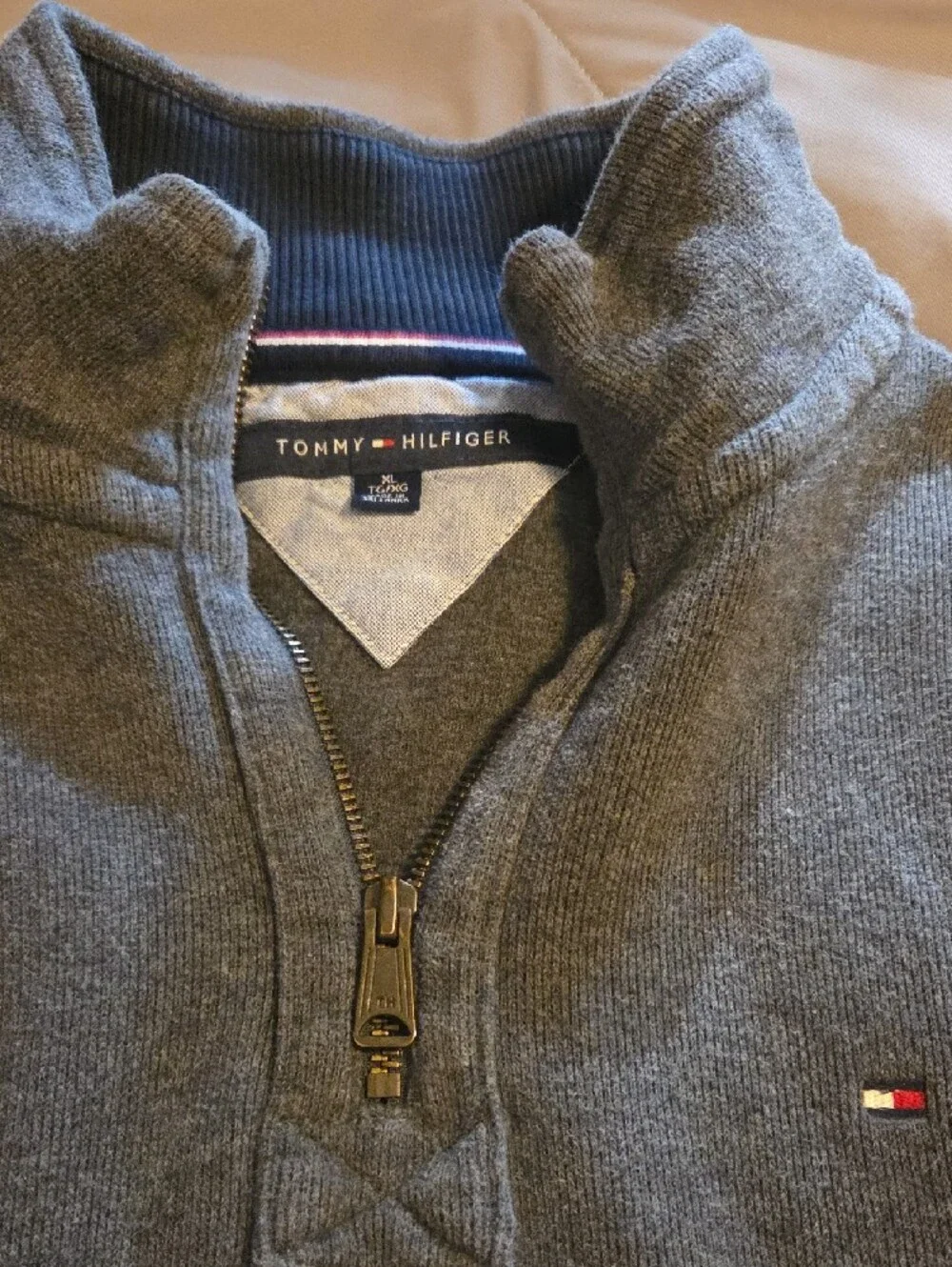 Tommy Hilfiger Men’s Heather Gray Half-Zip Pullover Sweater